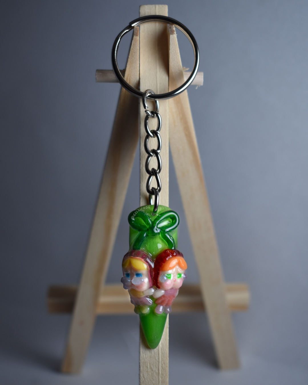 Cry Baby Cry Keychain with cat eye nail and 3D hand-sculpted crybabies by Gellifrog