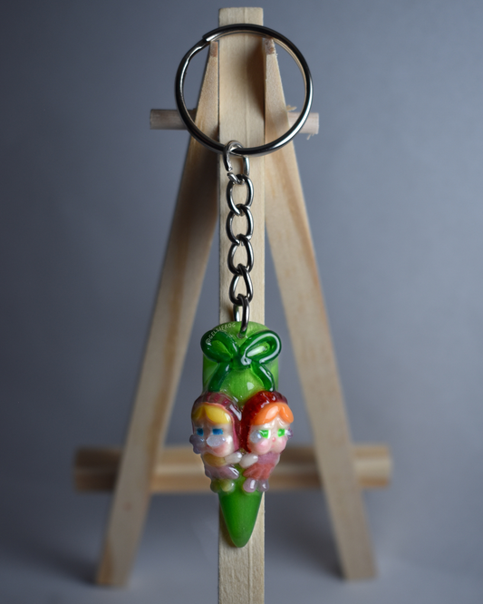 Cry Baby Cry Keychain with cat eye nail and 3D hand-sculpted crybabies by Gellifrog