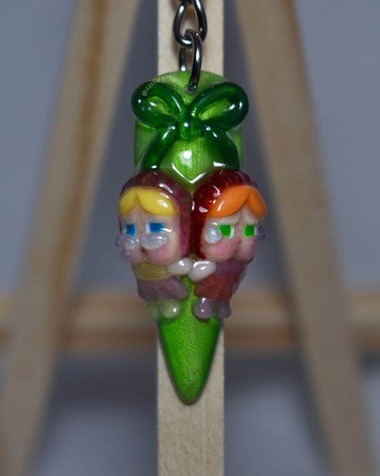 Cry Baby Cry Keychain – Hand-Painted Cat Eye Nail with 3D Crybabies & NFC | Handmade Gellifrog Accessory