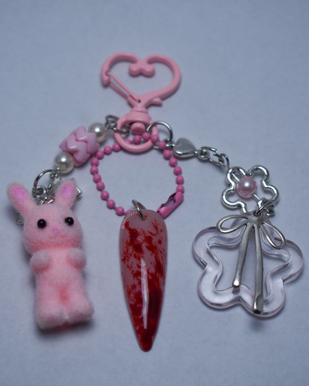 He Had it Comin' hand-painted blood splatter nail keychain by Gellifrog with NFC