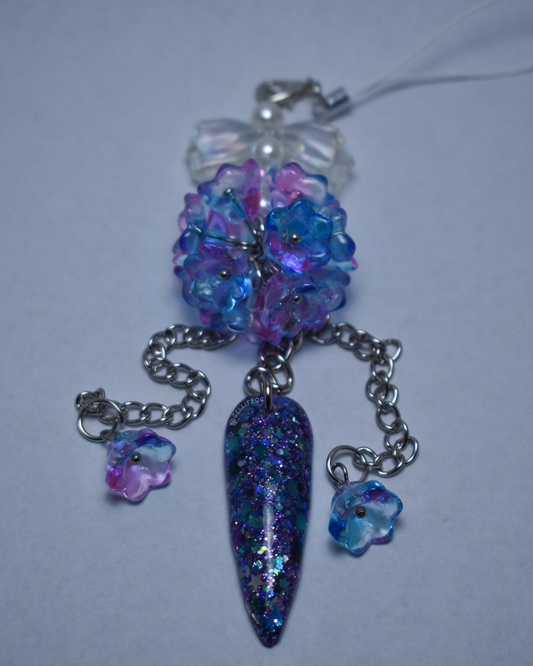 Candy Bouquet Bag/Phone Charm by Gellifrog with hand-painted glitter nail and NFC