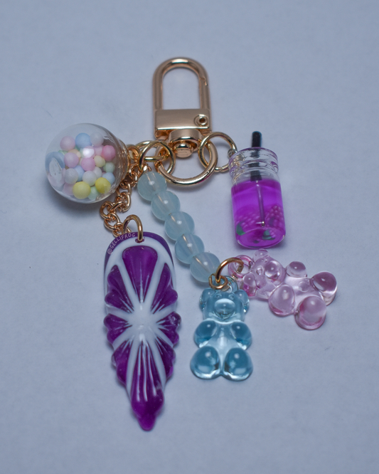 Got Any Grapes? hand-painted purple lemon slice nail keychain by Gellifrog with NFC