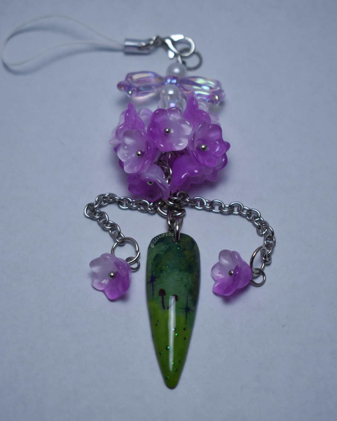 Fairy Forest hand-painted nail bag/phone charm by Gellifrog with NFC